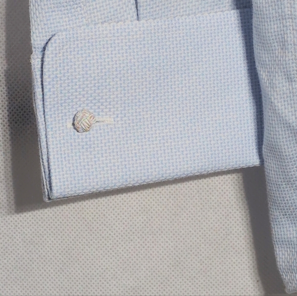 Collection By Michael Strahan sz 16 34/35 Men's Blue Dress Shirt French Cuffs - Picture 3 of 5